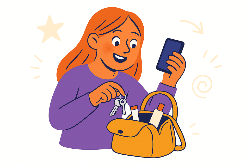 looking through handbag