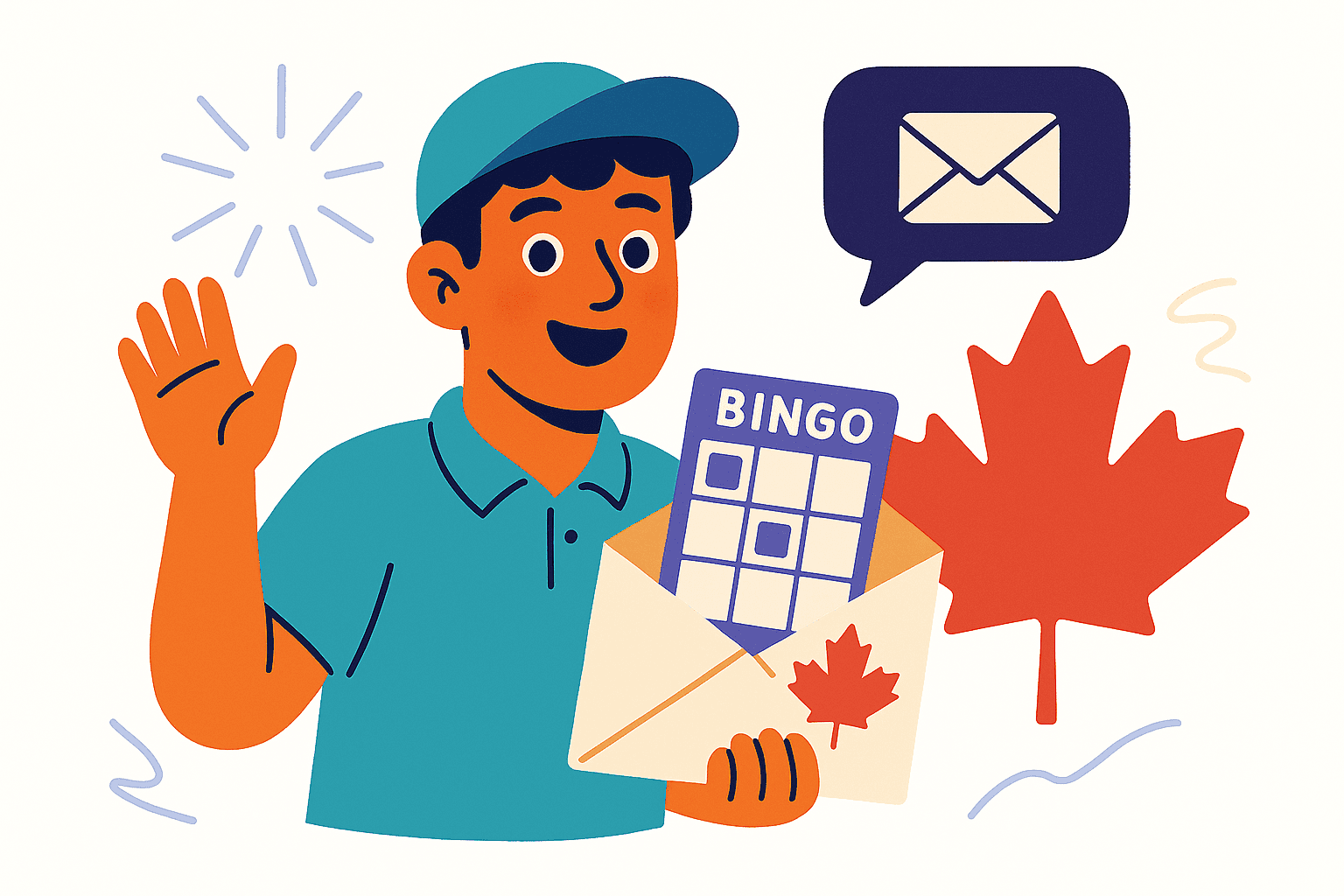 postman delivering bingo cards canada