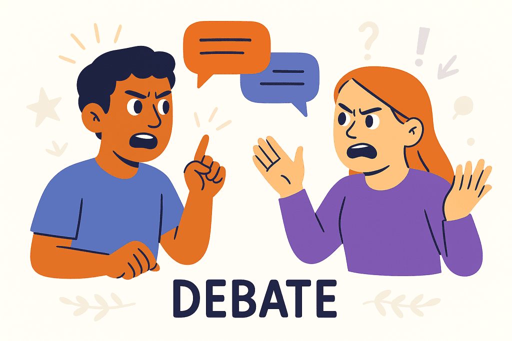 two characters debating